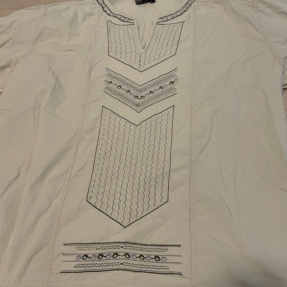 VINTAGE America Embroidered Cream Indian XXL 100% Cotton Blouse Shirt - Picture 2 of 5